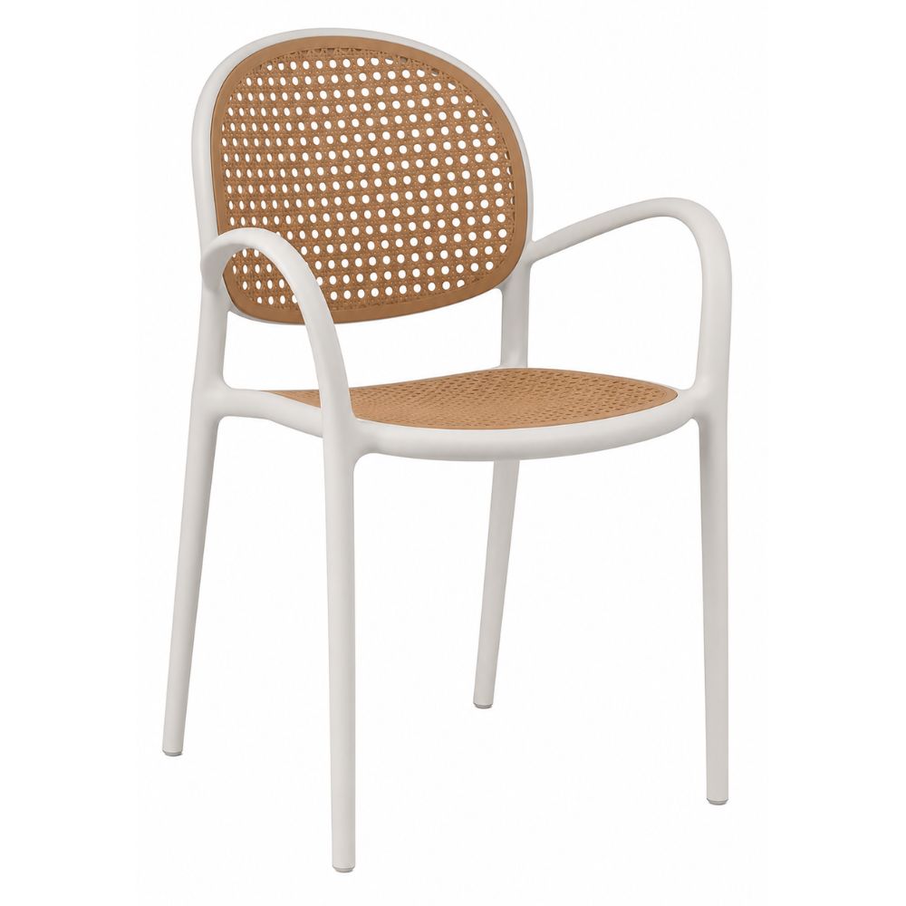 Silla de Terraza NOGAL BEAT FLORENCE de polipropileno con antebrazo en color beige / café para uso en la intemperie
