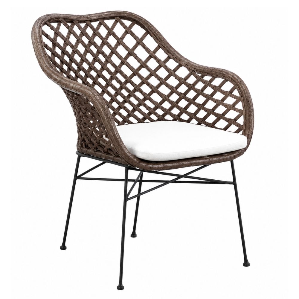 Silla Comercial Interior NOGAL BEAT PALOPO de hierro y rattan en color antique para uso en interior