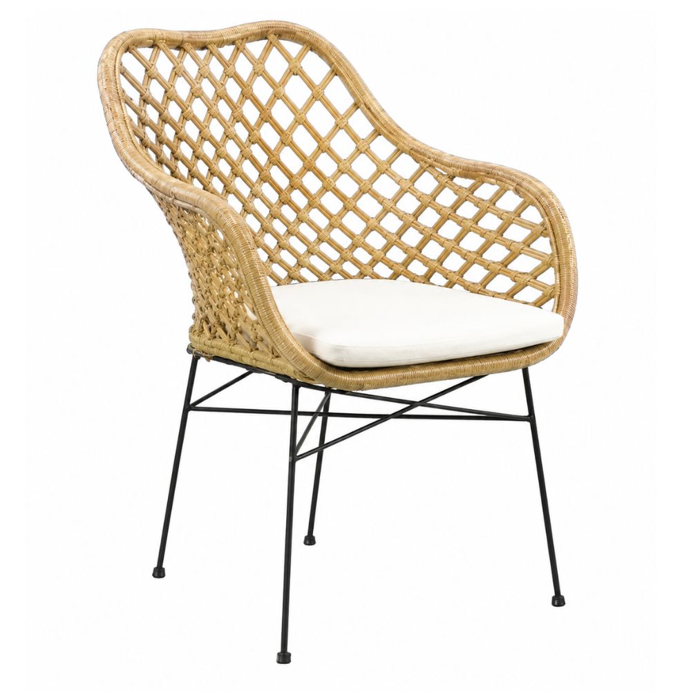 Silla Comercial Interior NOGAL BEAT PALOPO de hierro y rattan en color natural para uso en interior