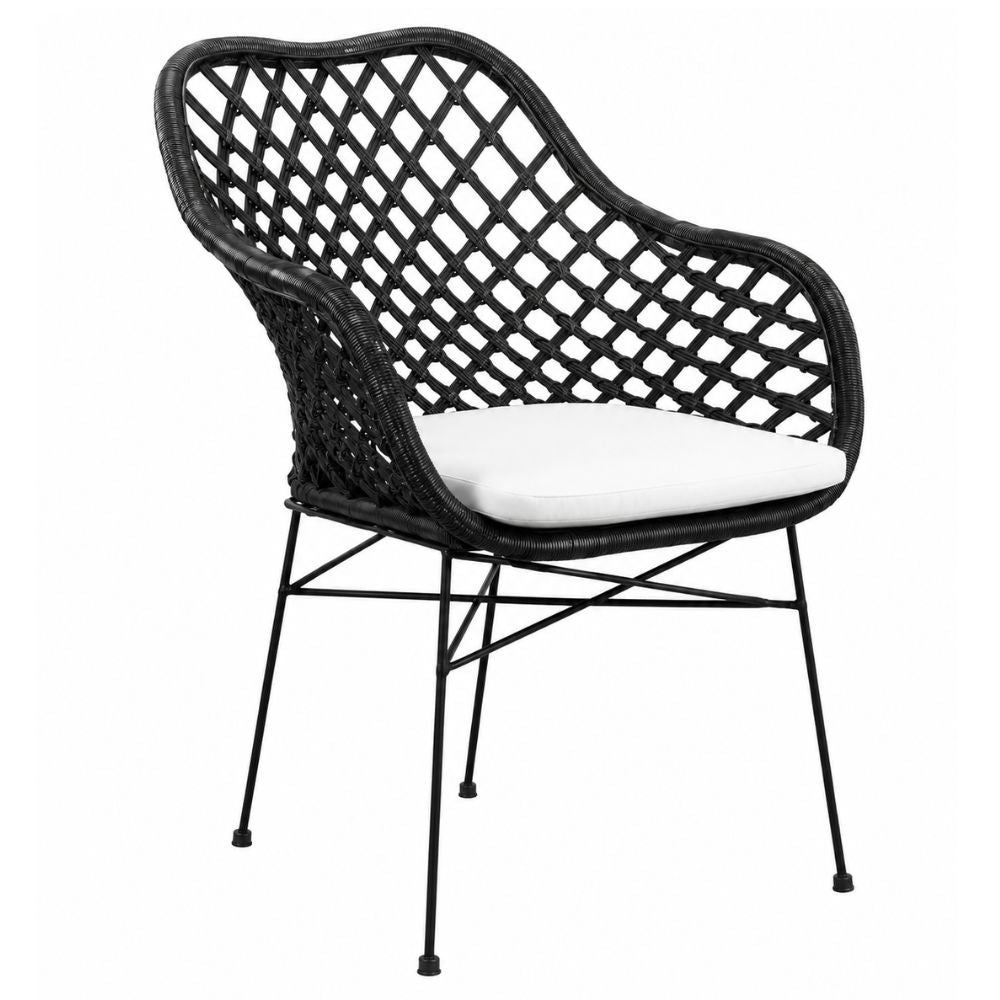 Silla Comercial Interior NOGAL BEAT PALOPO de hierro y rattan en color negro para uso en interior