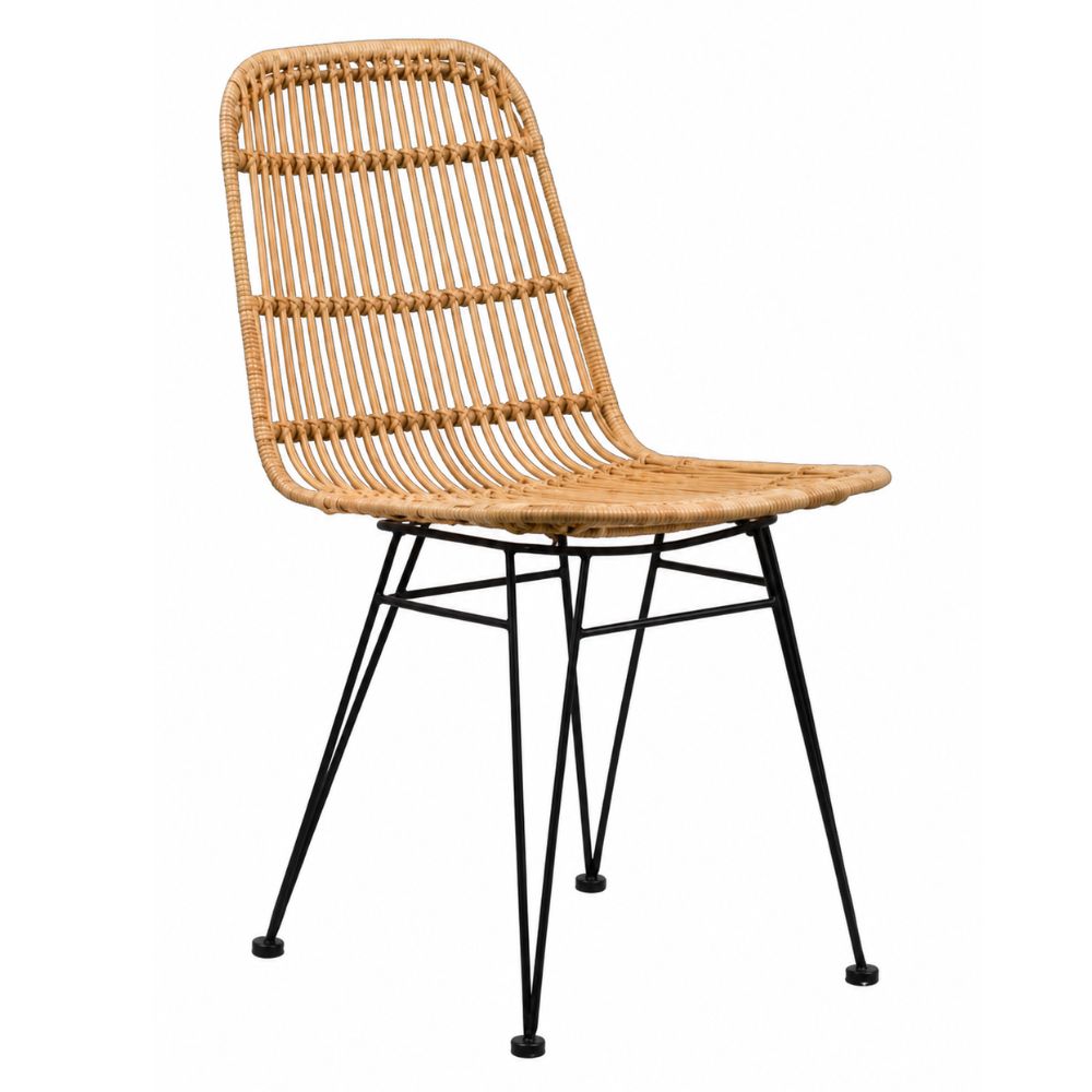 Silla Comercial Interior NOGAL BEAT SAVERO de hierro y rattan en color natural para uso en interior