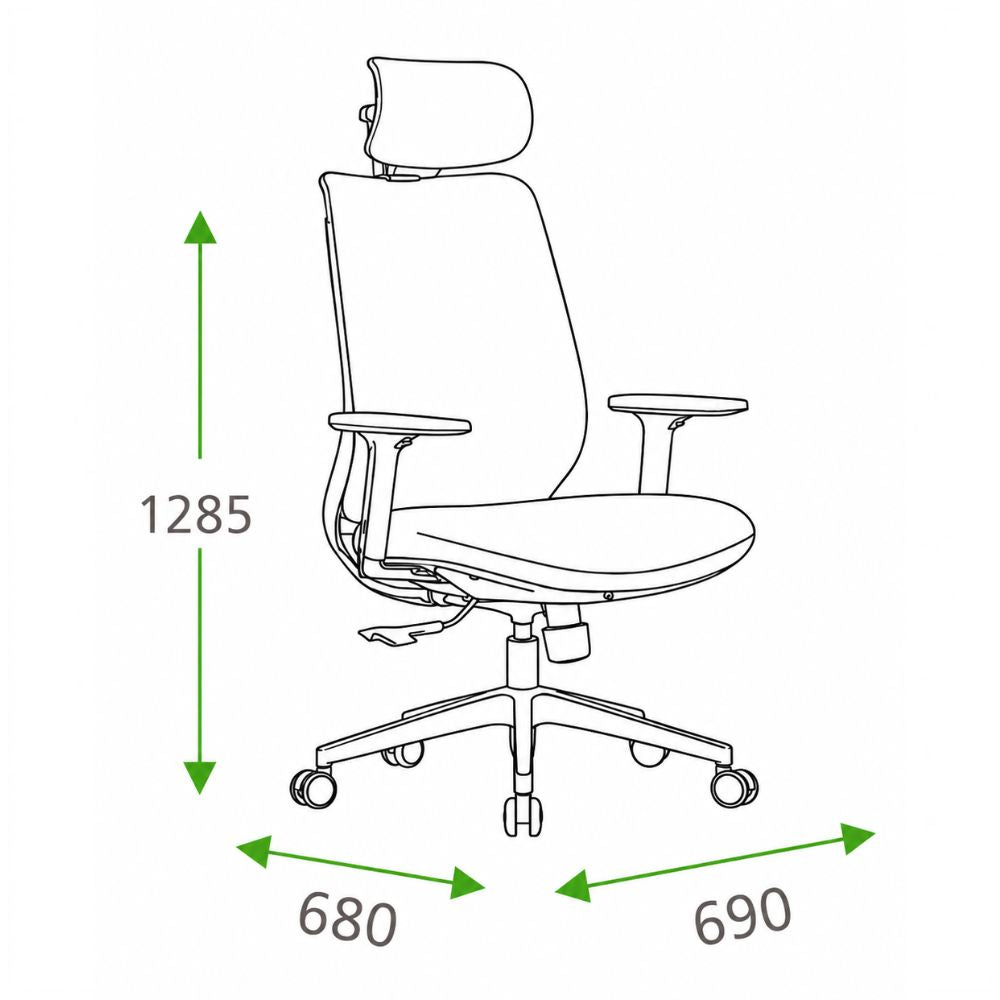Silla de Oficina Ejecutiva con Cabecera Ajustable - VERSA ERGOSTAR MARE ES-220 - Respaldo alto y asiento tapizado gris