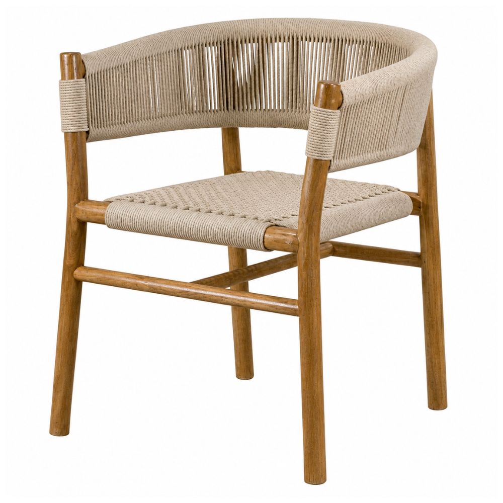 Silla de Terraza NOGAL BEAT LUCAS de madera teca y cuerda en color beige para uso en terraza