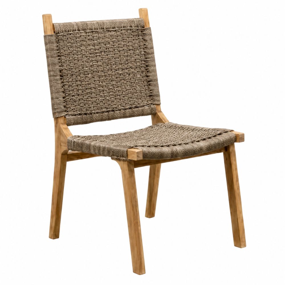 Silla de Terraza NOGAL BEAT ROXANE de madera teca y polyrattan sin antebrazo en color banana para uso en terraza