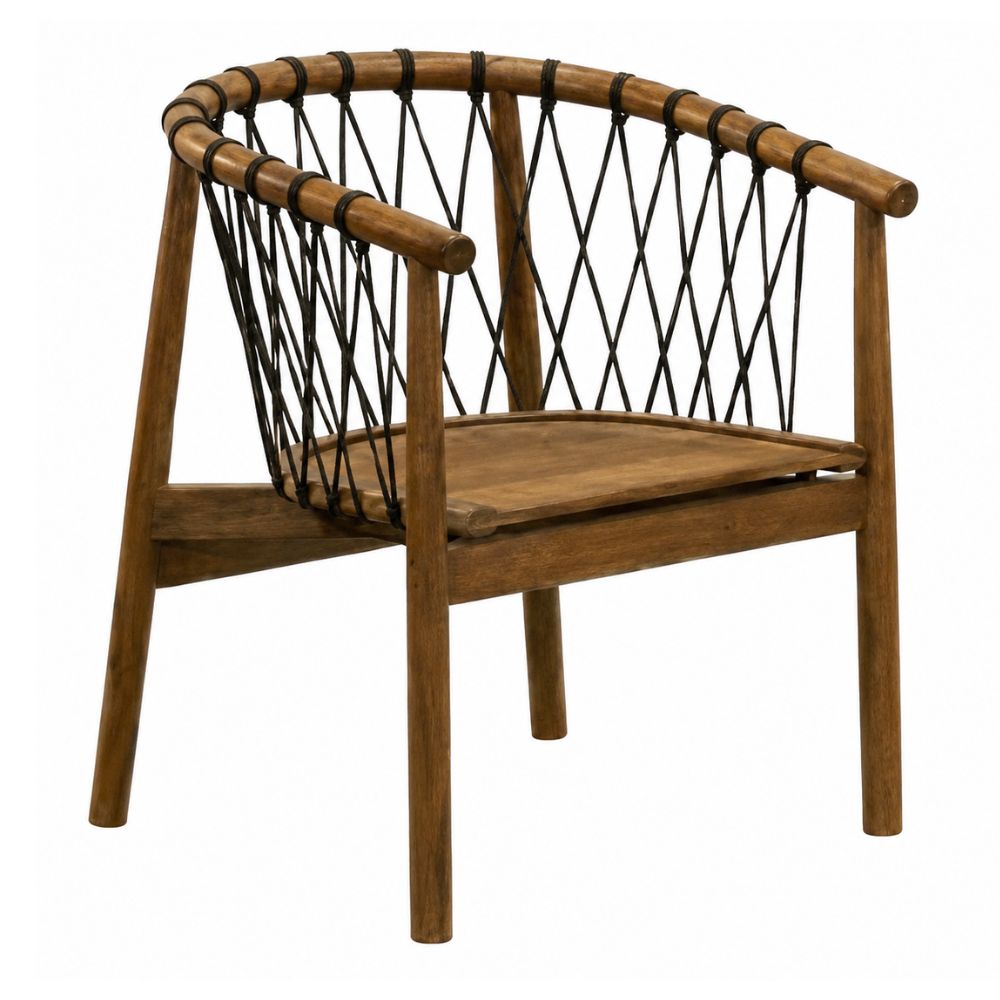 Silla de Terraza NOGAL BEAT CROSSETTA de madera teca y cuerda en color negro para uso en terraza