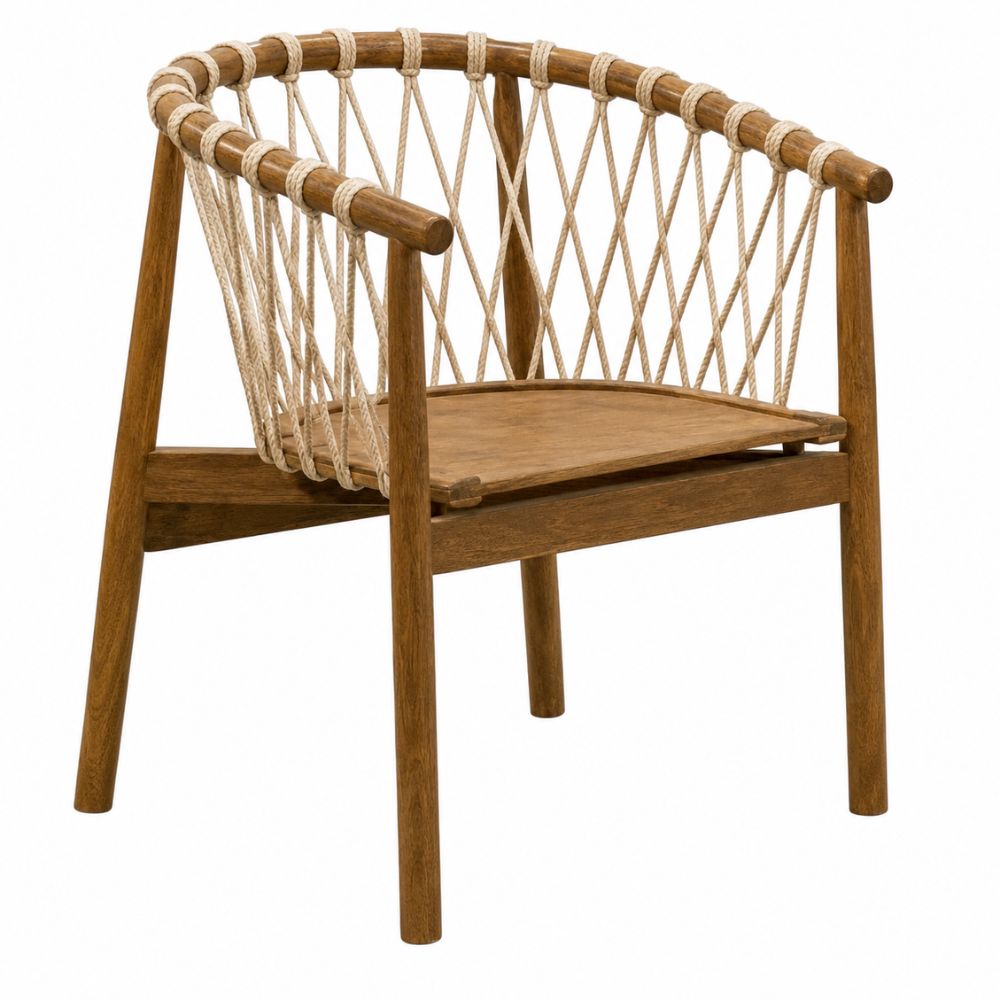 Silla de Terraza NOGAL BEAT CROSSETTA de madera teca y cuerda en color beige para uso en terraza