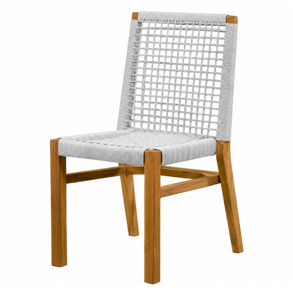 Silla de Terraza NOGAL BEAT MARISOL de madera teca y polyrattan en color blanco para uso en terraza