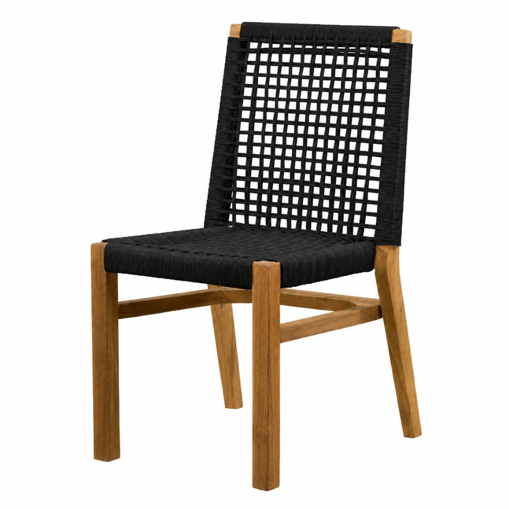 Silla de Terraza NOGAL BEAT MARISOL de madera teca y polyrattan en color negro para uso en terraza