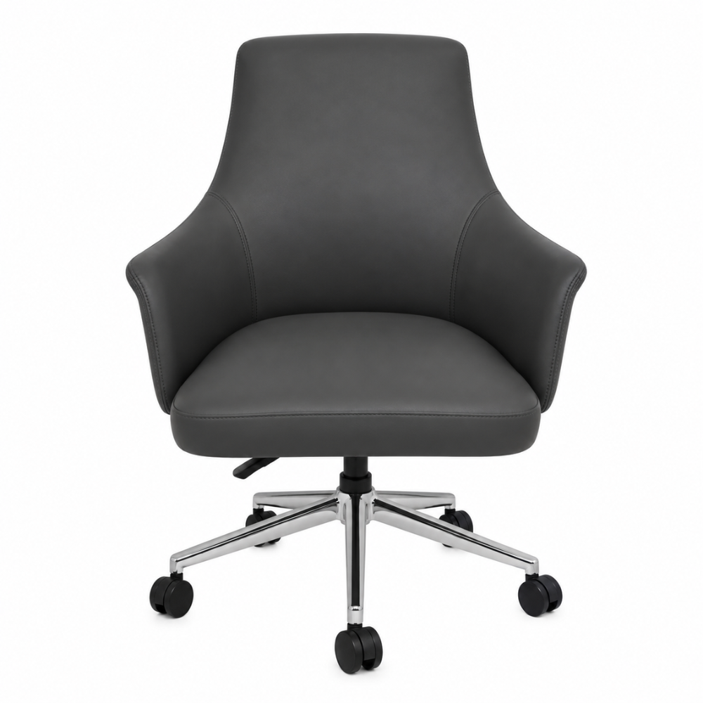 Silla de Oficina Ejecutiva - OFFIHO REGIO MEDIO CP05-GM  - Gris - Aluminio Pulido - Tapizado en Vinipiel