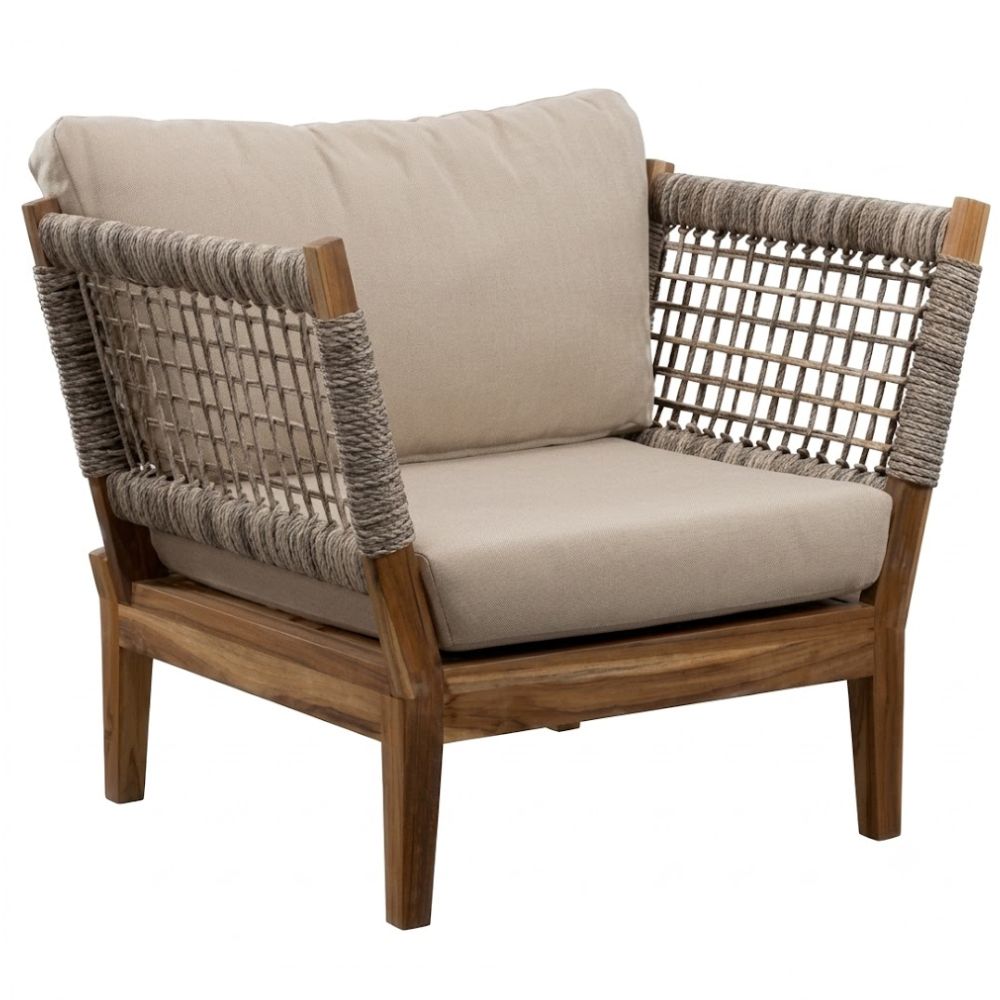 Sofá de Terraza NOGAL BEAT ROMANIA de teca y polyrattan en color beige para uso en terraza