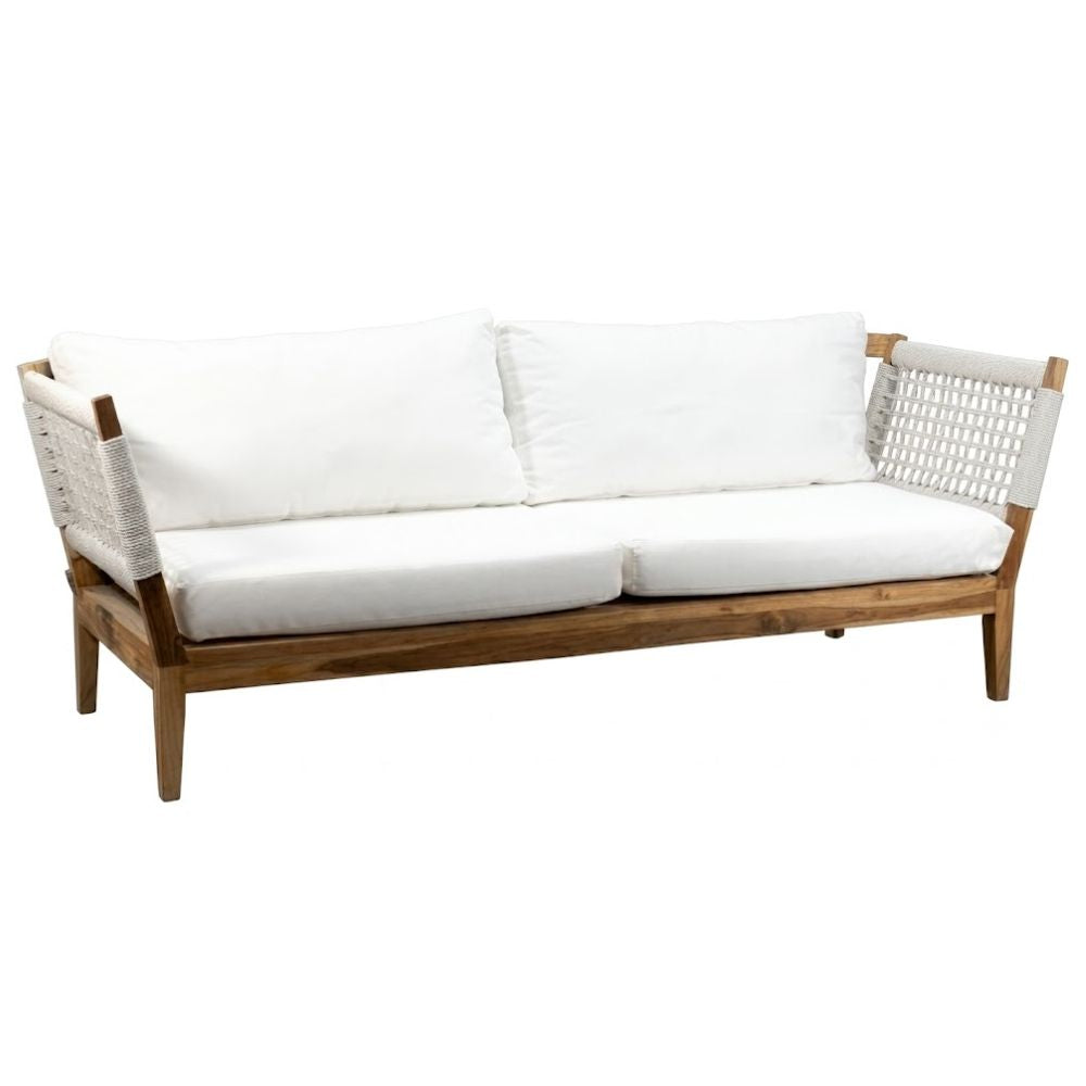 Sofá de Terraza NOGAL BEAT ROMANIA de teca y polyrattan en color blanco para uso en terraza
