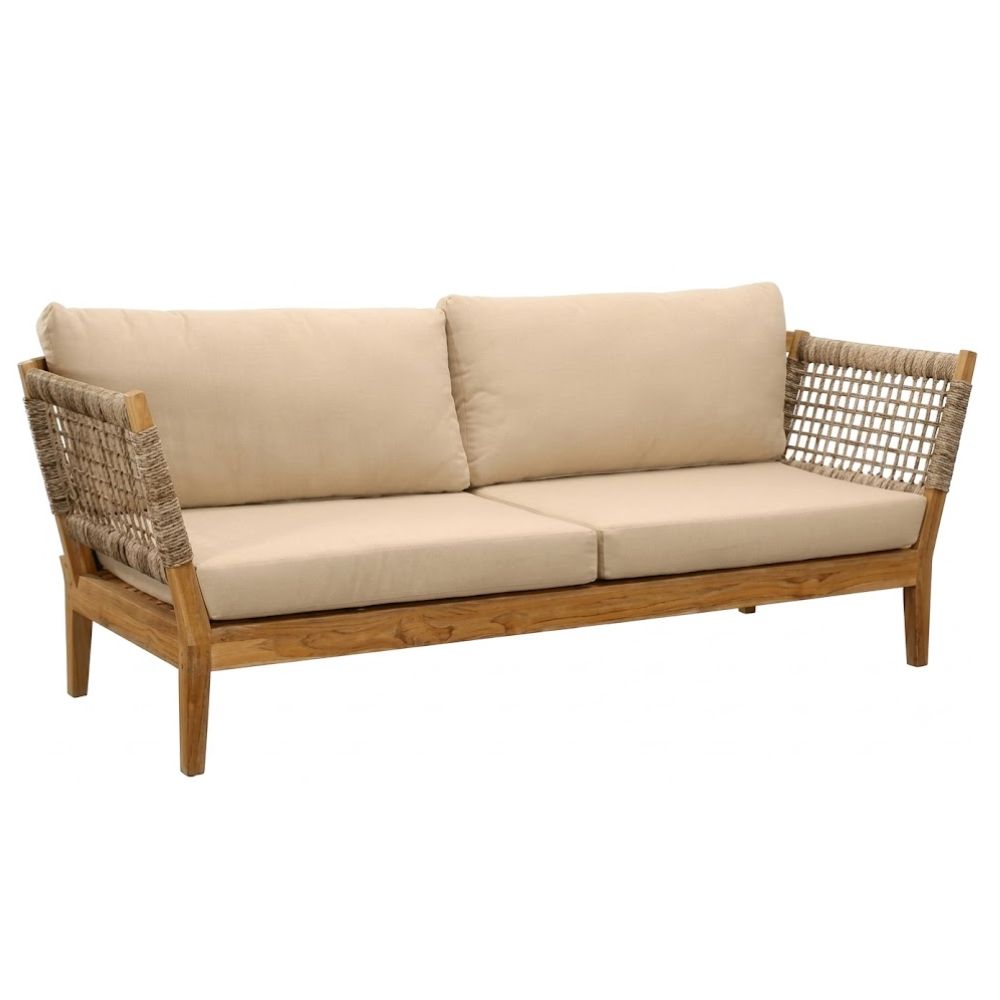 Sofá de Terraza NOGAL BEAT ROMANIA de teca y polyrattan en color banana para uso en terraza