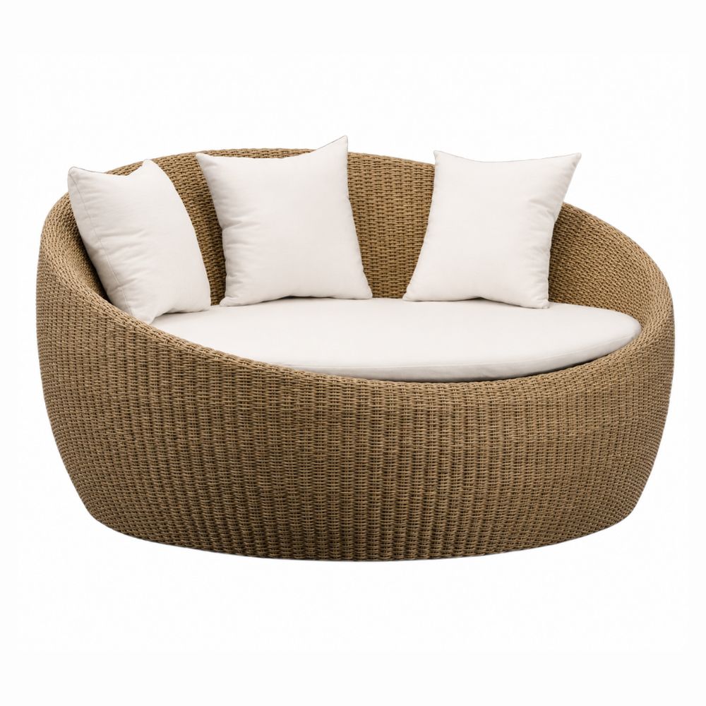 Tumbona NOGAL BEAT CLAM de aluminio y polyrattan en color natural para uso en la intemperie
