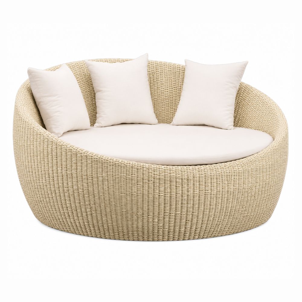 Tumbona NOGAL BEAT CLAM de aluminio y polyrattan en color ivory para uso en la intemperie