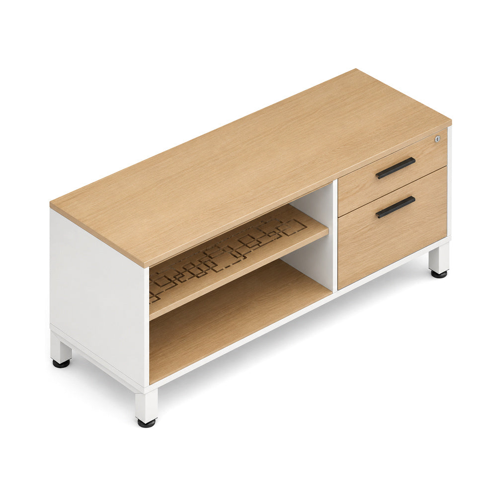 Credenza para Oficina Baja Derecha con 1 Cajonera 1 Cajon - VERSA LEVA - Estructura Gris/Blanco - 120×45×52 - Credenza Baja Derecha con 1 Cajonera 1 Cajon