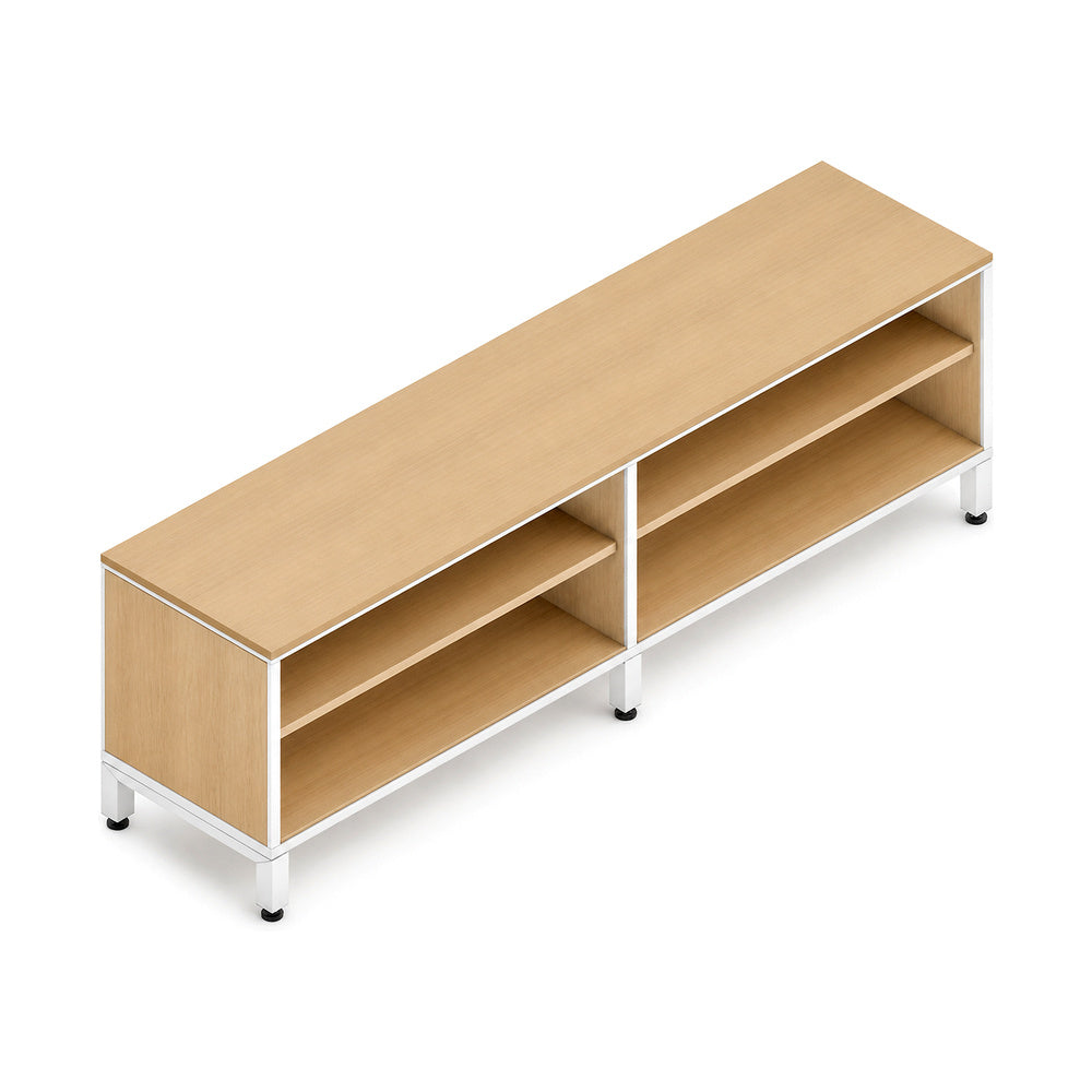Credenza para Oficina Baja Abierta con Division Central y 2 - VERSA LEVA - Estructura Gris/Blanco - 180×45×52