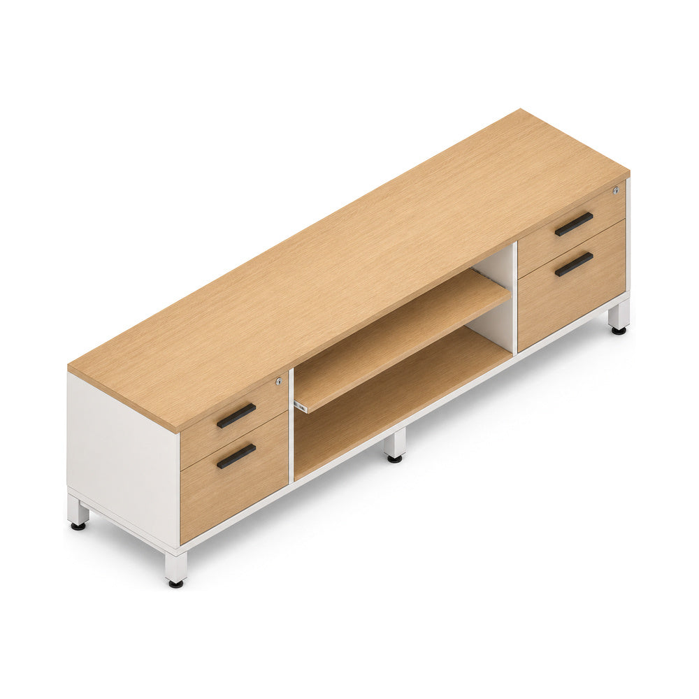 Credenza para Oficina Baja con 2 Cajoneras 1 Cajon + - VERSA VENTO PLUS - Estructura Blanca/Gris/Negra/Grafito - 180×45×52 - Credenza Baja con 2 Cajoneras 1 Cajon +