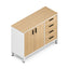 Credenza para Oficina Alta Derecha con 4 Cajones Papeleros - VERSA LEVA - Estructura Gris/Blanco - 120×45×90 - 1 Entrepano Interno Ajustable Sin Cerradura