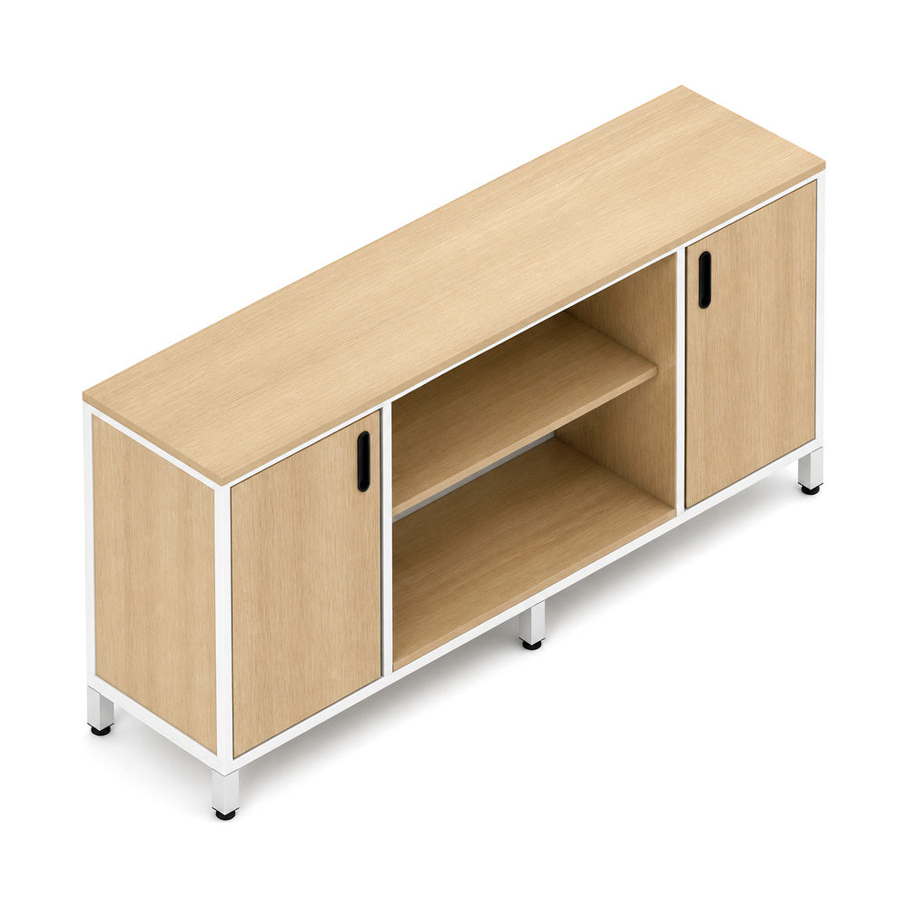 Credenza para Oficina Alta con 2 Puertas Abatibles Laterales Sin - VERSA VENTO PLUS - Estructura Blanca/Gris/Negra/Grafito - 180×45×90 - 1 Entrepano Central Melaminico Ajustable en Altura