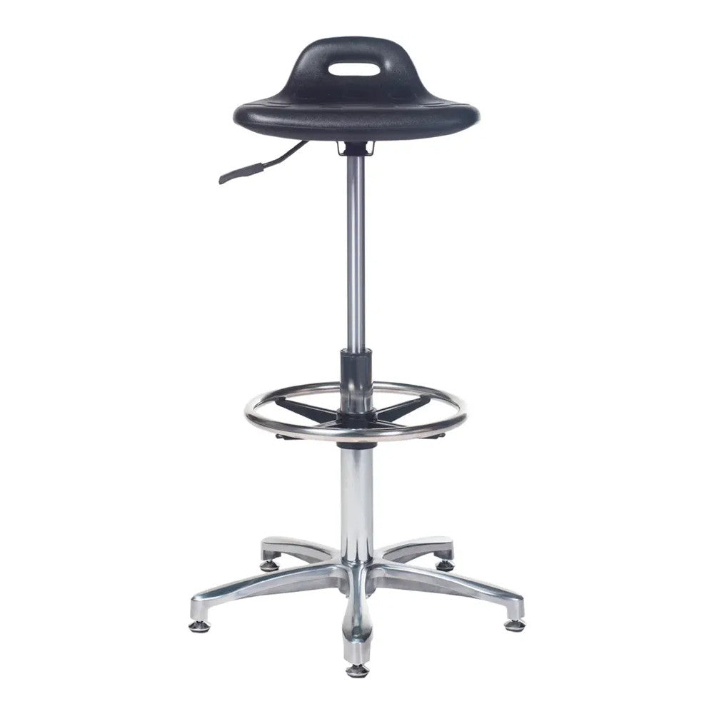 Banco Comercial Industrial Diseno Ergonomico - VERSA ALTUS PLAK NIUM - Estructura Aluminio - 78×52 cm - Asiento Cola de Pato con Acojinamiento Pu Soporte