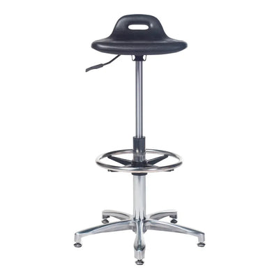Banco Comercial Industrial Diseno Ergonomico - VERSA ALTUS PLAK NIUM - Estructura Aluminio - 78×52 cm - Asiento Cola de Pato con Acojinamiento Pu Soporte