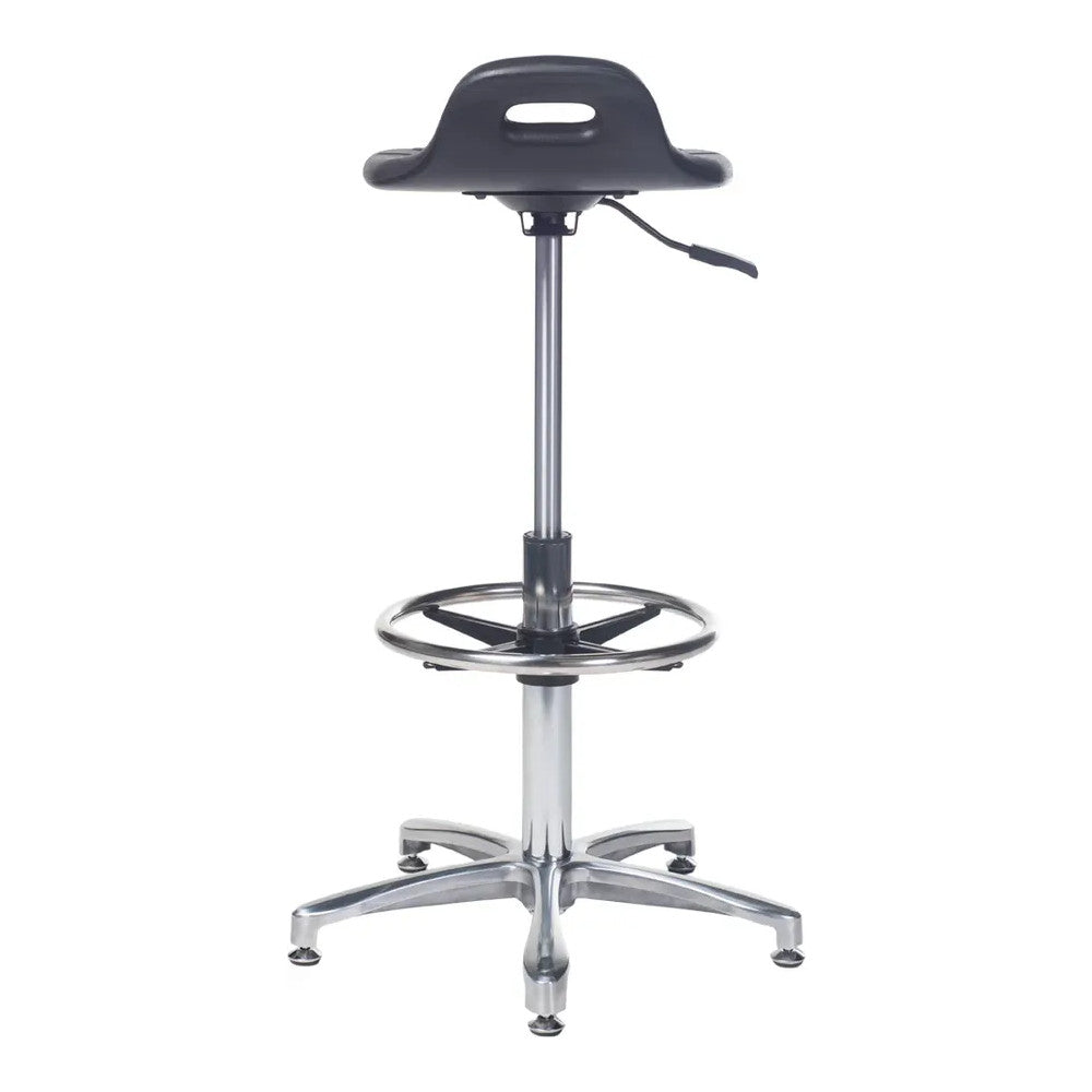 Banco Comercial Industrial Diseno Ergonomico - VERSA ALTUS PLAK NIUM - Estructura Aluminio - 78×52 cm - Asiento Cola de Pato con Acojinamiento Pu Soporte