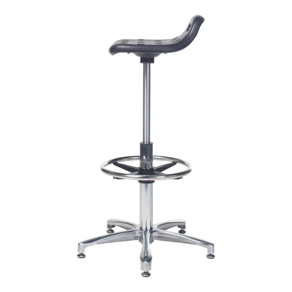 Banco Comercial Industrial Diseno Ergonomico - VERSA ALTUS PLAK NIUM - Estructura Aluminio - 78×52 cm - Asiento Cola de Pato con Acojinamiento Pu Soporte