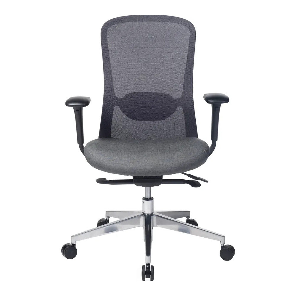 Silla de Oficina Ejecutiva - VERSA ALTUS OMNIA - Estructura Aluminio - Asiento Tapizado en Tela y Respaldo en Malla