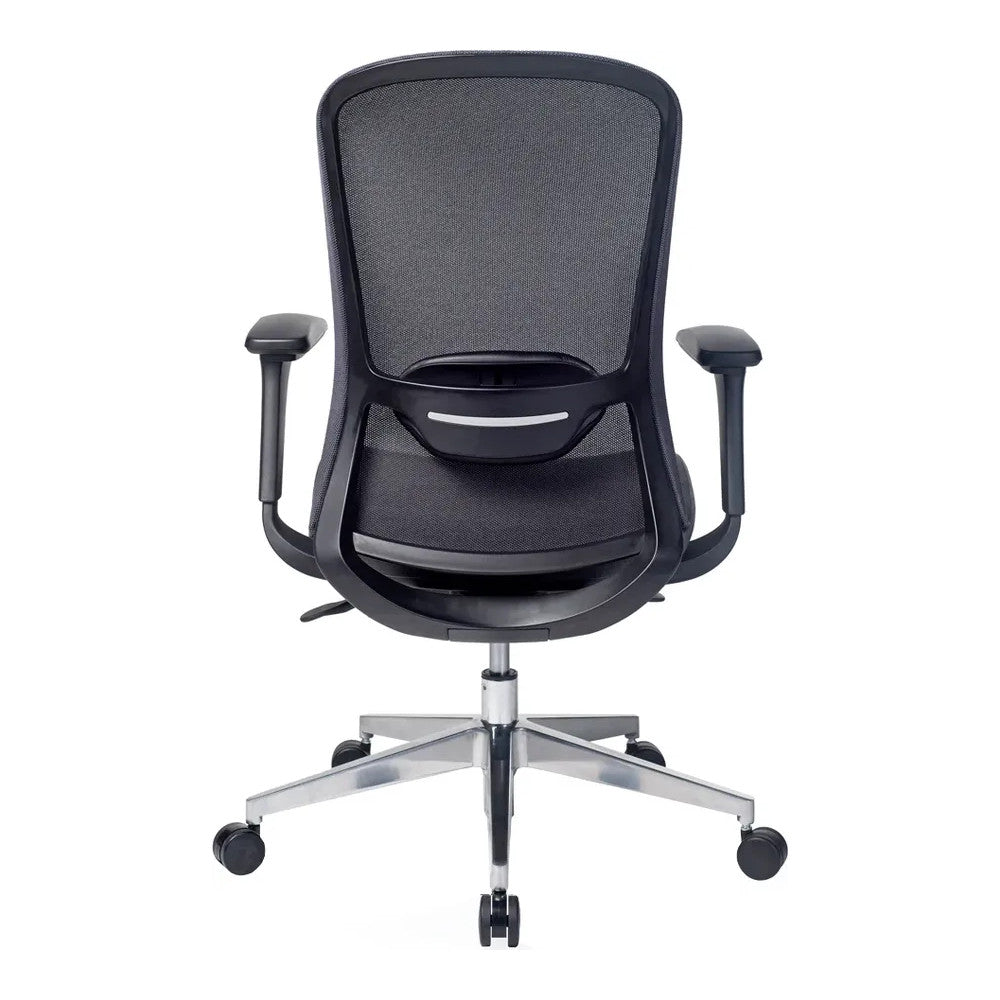 Silla de Oficina Ejecutiva - VERSA ALTUS OMNIA - Estructura Aluminio - Asiento Tapizado en Tela y Respaldo en Malla