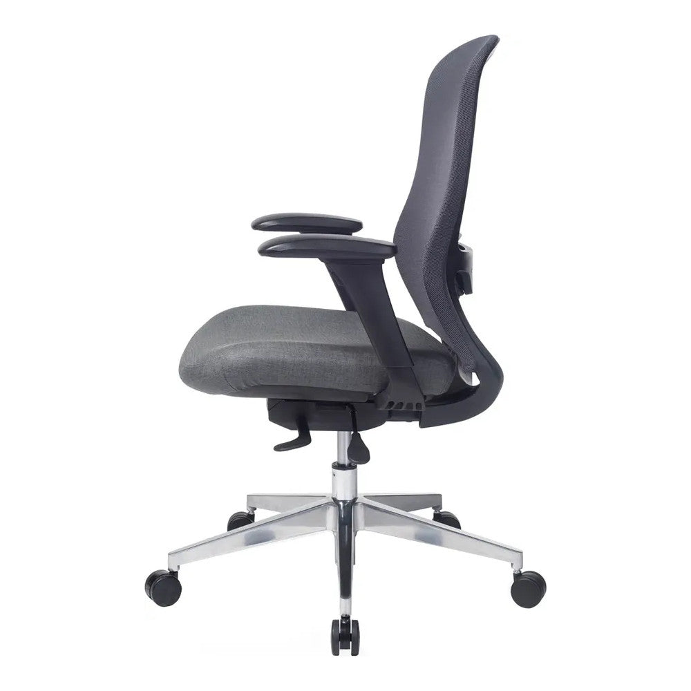 Silla de Oficina Ejecutiva - VERSA ALTUS OMNIA - Estructura Aluminio - Asiento Tapizado en Tela y Respaldo en Malla