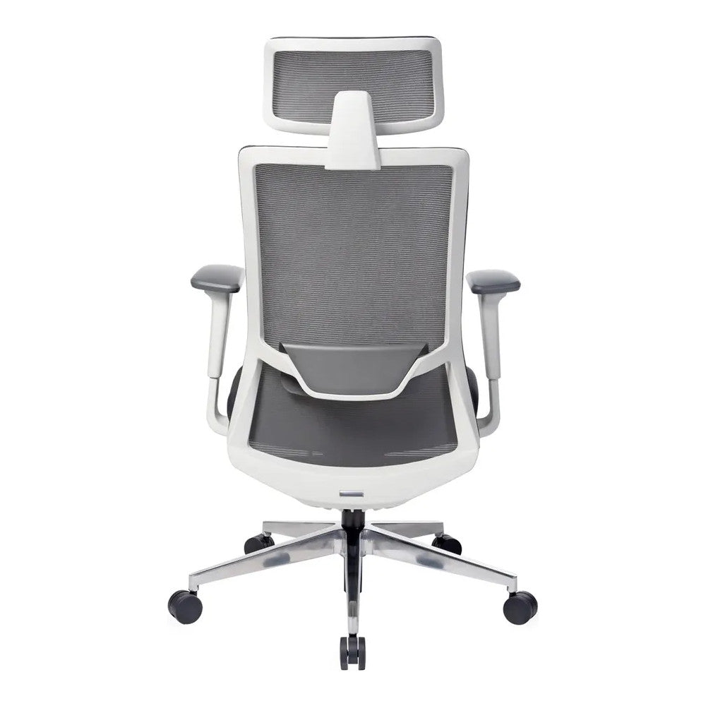 Silla de Oficina Ejecutiva con Cabecera - VERSA ALTUS - Estructura Aluminio - Asiento Tapizado y Respaldo Alto con Soporte Lumbar