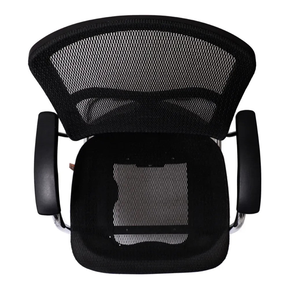 Silla de Oficina de Visita Respaldo Medio - VERSA ALTUS MIURA VISITANTE - Estructura Aluminio - Asiento y Respaldo en Malla con Soporte Lumbar