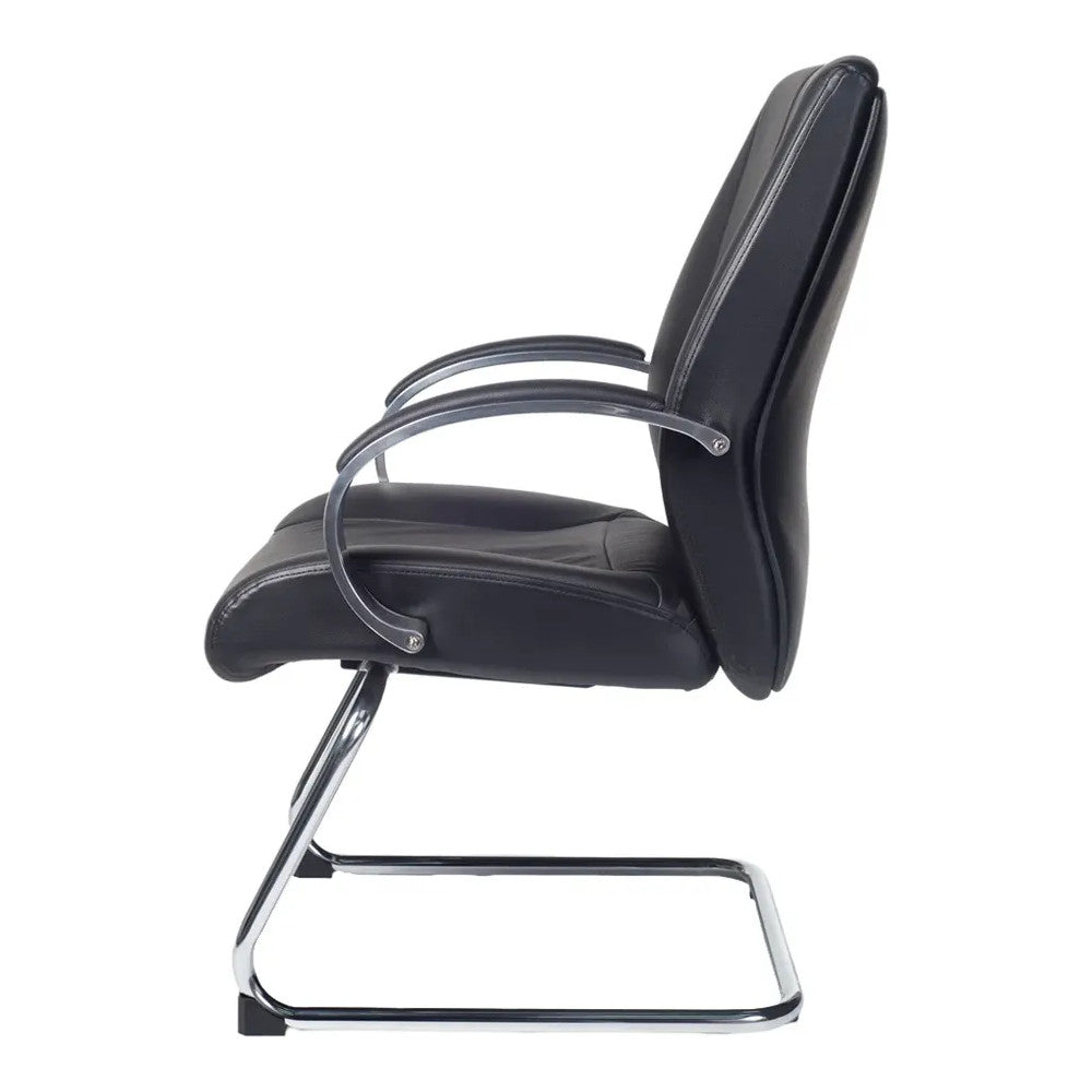 Silla de Oficina de Visita Respaldo Medio - VERSA ALTUS AVANTI VISITANTE - Estructura Aluminio - Asiento y Respaldo Tapizado en Piel Espuma Pu