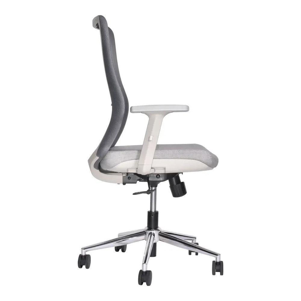 Silla de Oficina Ejecutiva Ejecutivo - VERSA ALTUS LUMINA - Estructura Aluminio - Asiento Tapizado y Respaldo con Soporte Lumbar Ajustable
