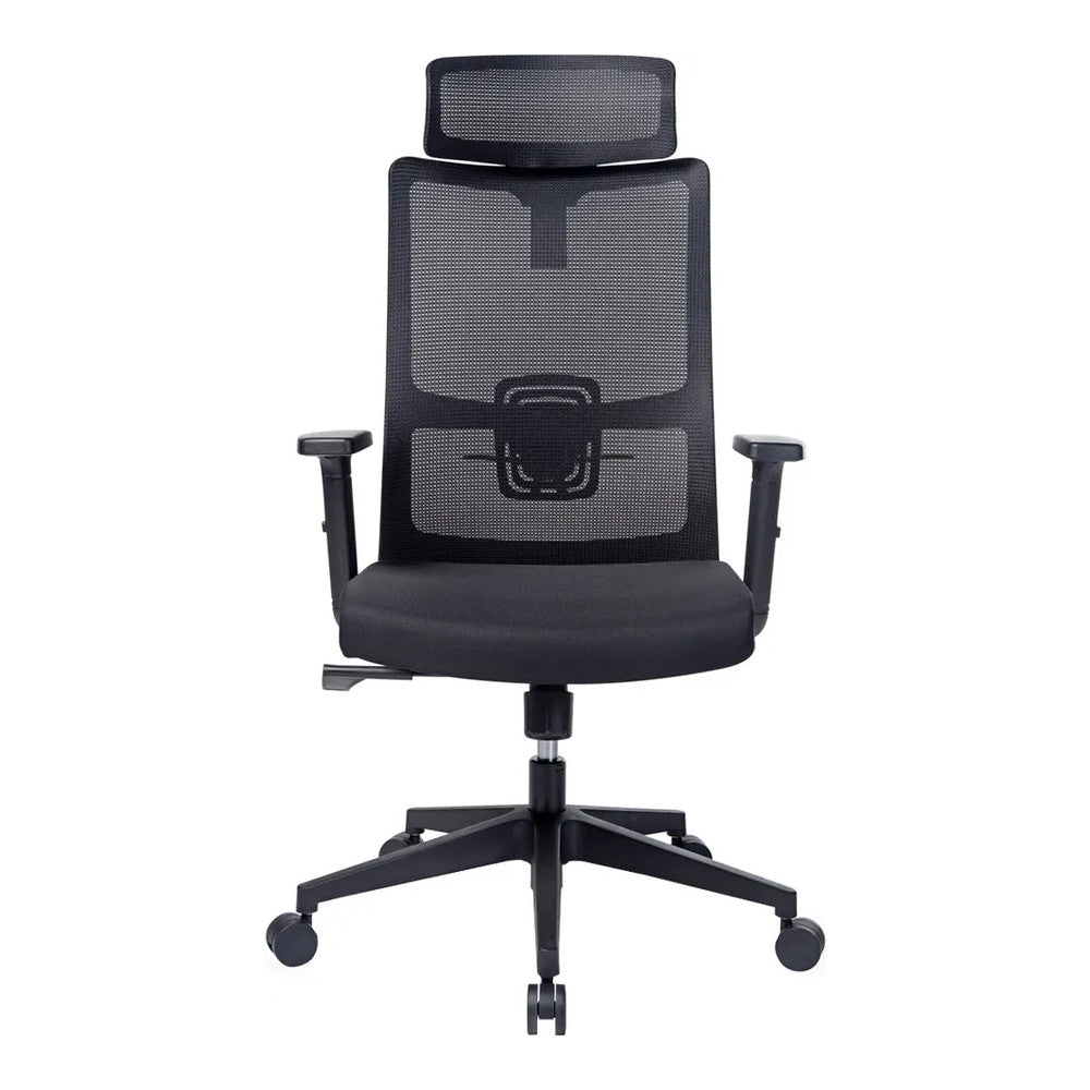 Silla de Oficina Ejecutiva Ejecutivo con Cabecera Ajustable - VERSA ALTUS MAGNI CABECERA - Estructura Aluminio - Mecanismo Reclinable con Bloqueo en Tres Posiciones