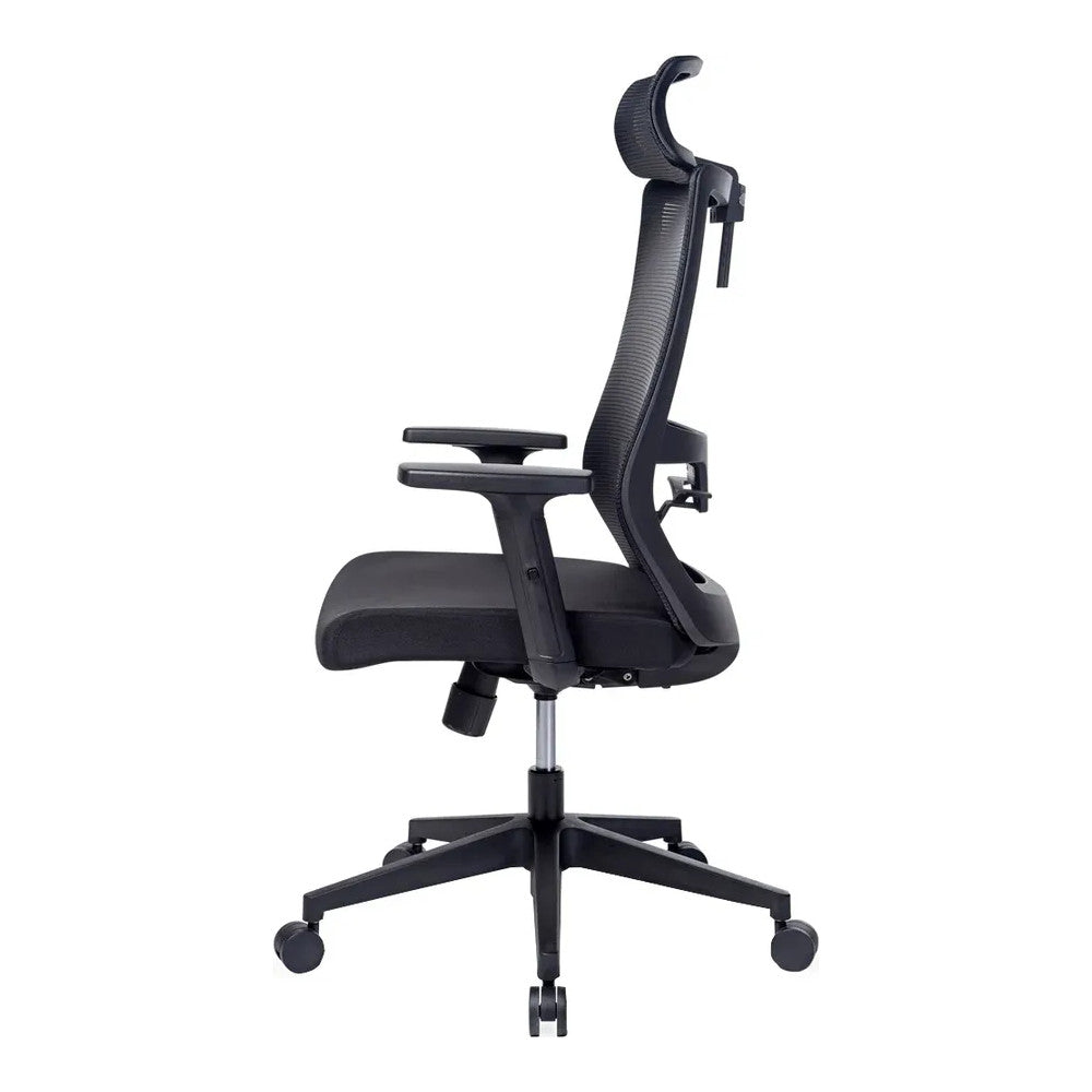 Silla de Oficina Ejecutiva Ejecutivo con Cabecera Ajustable - VERSA ALTUS MAGNI CABECERA - Estructura Aluminio - Mecanismo Reclinable con Bloqueo en Tres Posiciones