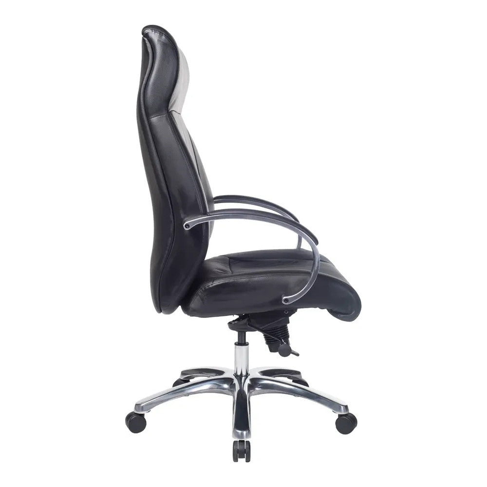 Silla de Oficina Ejecutiva Ejecutivo Respaldo Alto - VERSA ALTUS AVANTI - Estructura Aluminio - Asiento y Respaldo Tapizado en Piel Espuma Pu