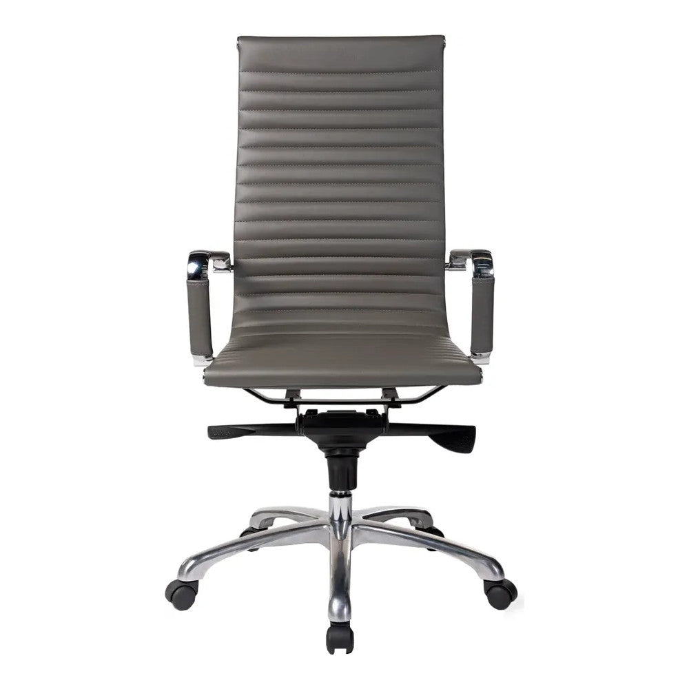 Silla de Oficina Ejecutiva Ejecutivo Respaldo Alto - VERSA ALTUS - Estructura Aluminio - Asiento y Respaldo Tapizado en Pu Gris