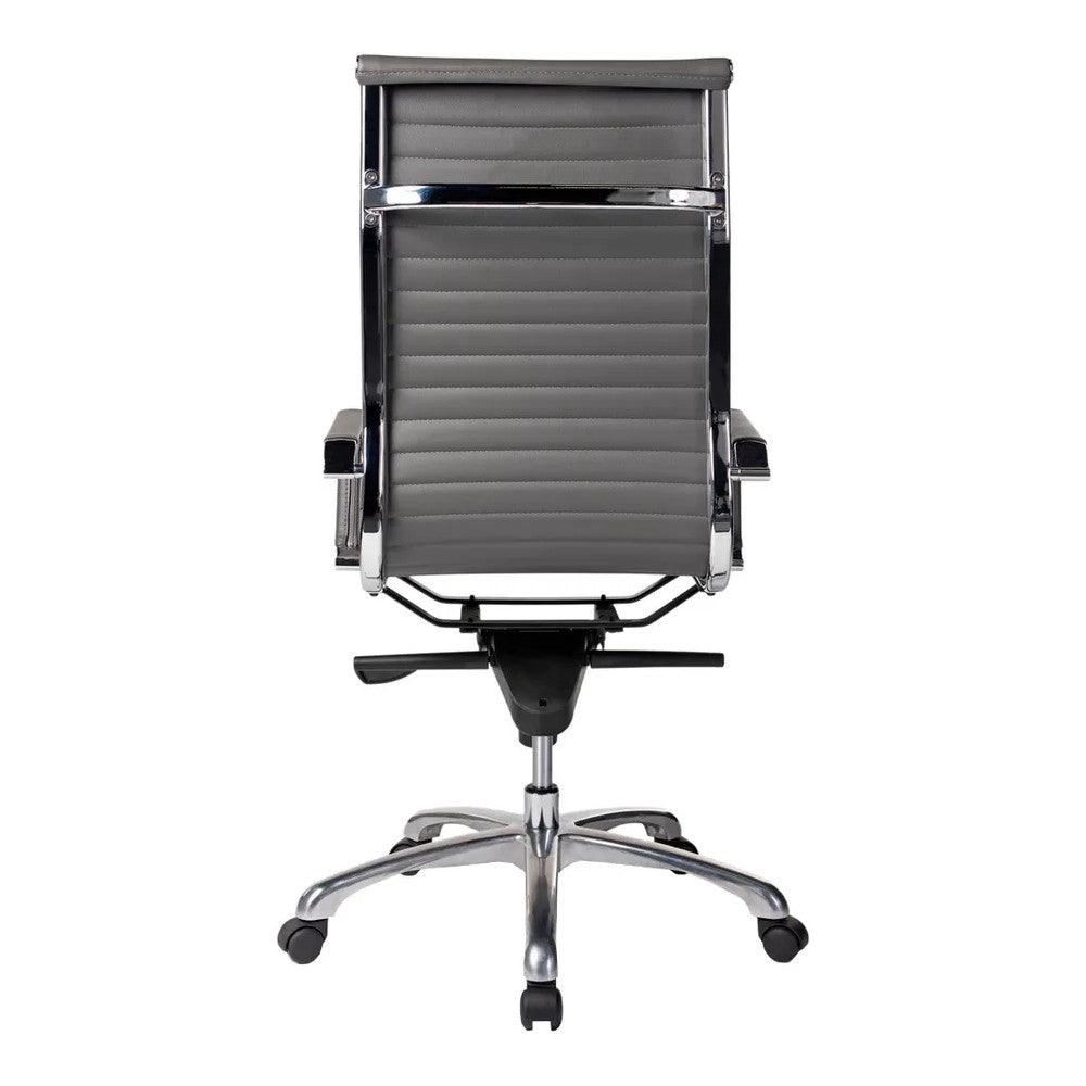 Silla de Oficina Ejecutiva Ejecutivo Respaldo Alto - VERSA ALTUS - Estructura Aluminio - Asiento y Respaldo Tapizado en Pu Gris