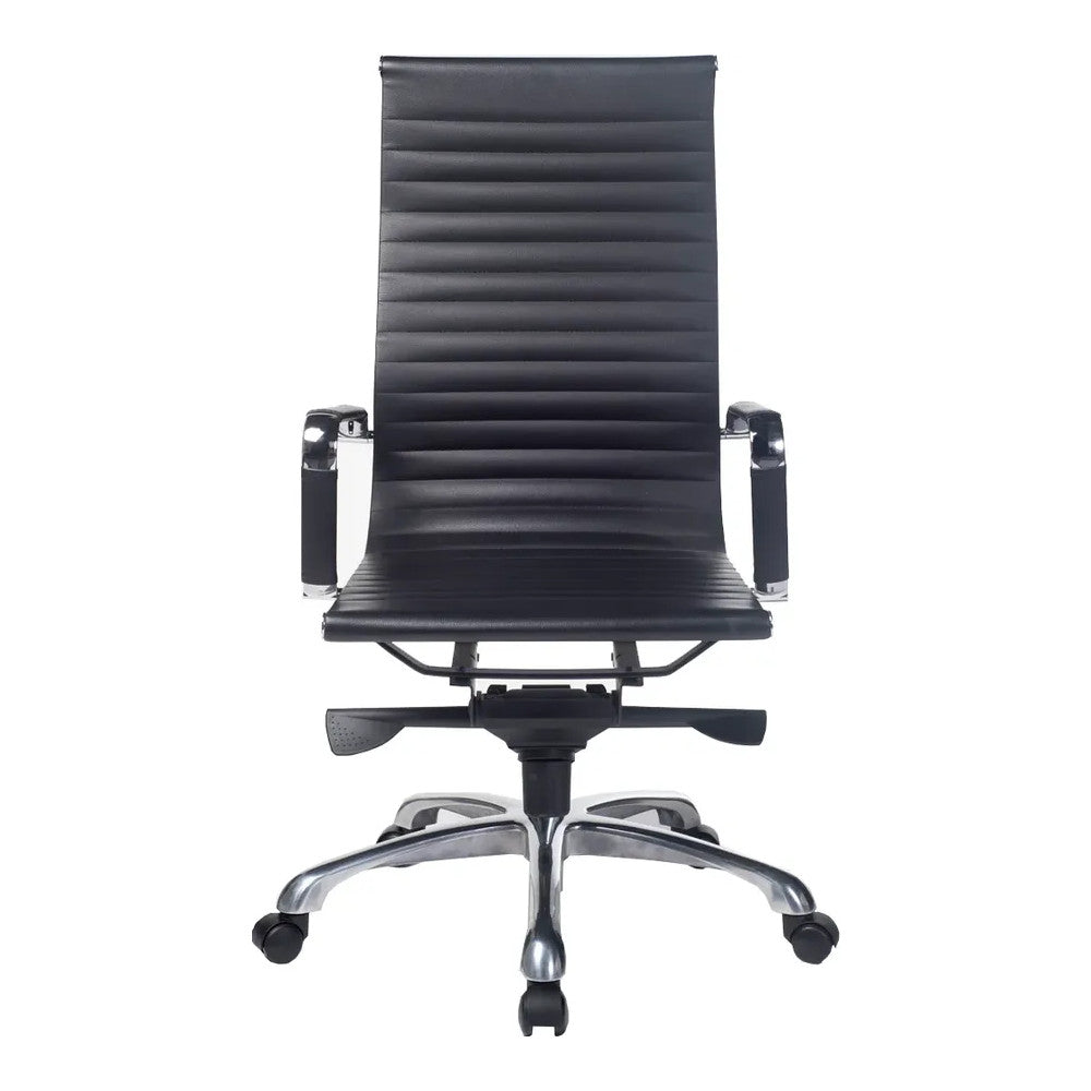 Silla de Oficina Ejecutiva Ejecutivo Respaldo Alto - VERSA ALTUS - Estructura Aluminio - Asiento y Respaldo Tapizado en Pu Negro