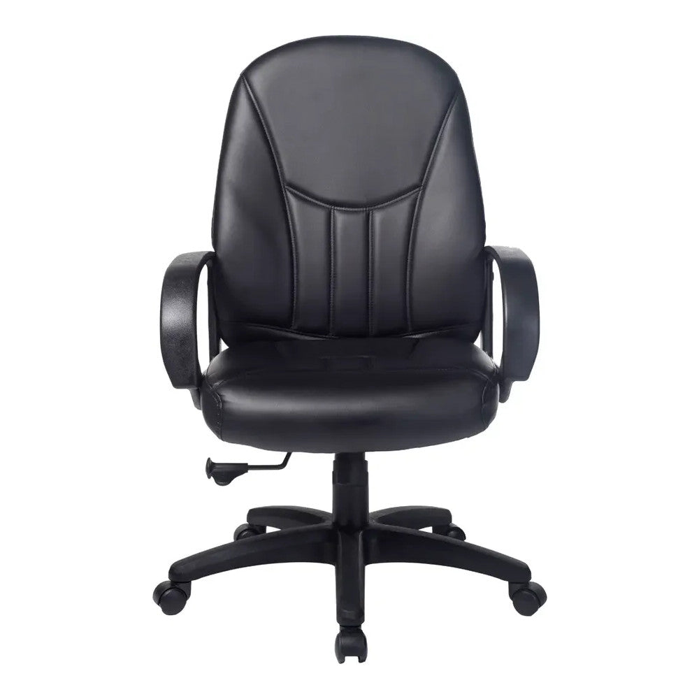 Silla de Oficina Ejecutiva Ejecutivo Respaldo Alto - VERSA ALTUS PORTO - Estructura Aluminio - Asiento y Respaldo Tapizados Pu Alto Grado Negro