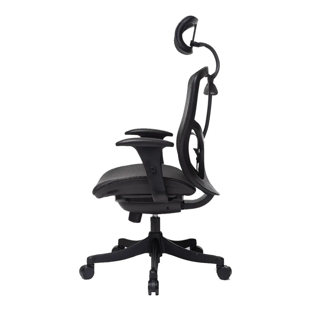 Silla de Oficina Ejecutiva Ejecutivo Respaldo Alto con Cabecera Ajustable - VERSA ALTUS MIURA - Estructura Aluminio - Soporte Lumbar Tipo Perchero en Malla