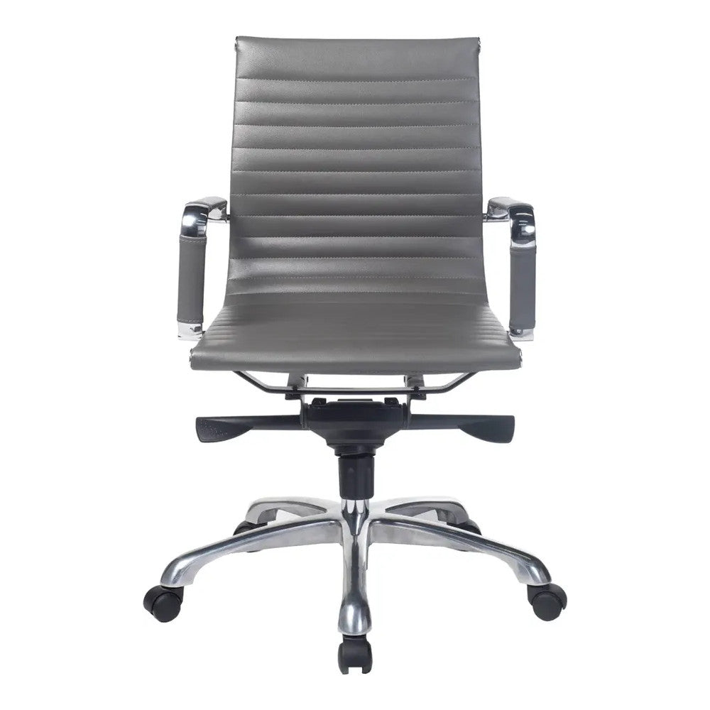 Silla de Oficina Ejecutiva Ejecutivo Respaldo Medio - VERSA ALTUS - Estructura Aluminio - Asiento y Respaldo Tapizado en Pu Gris
