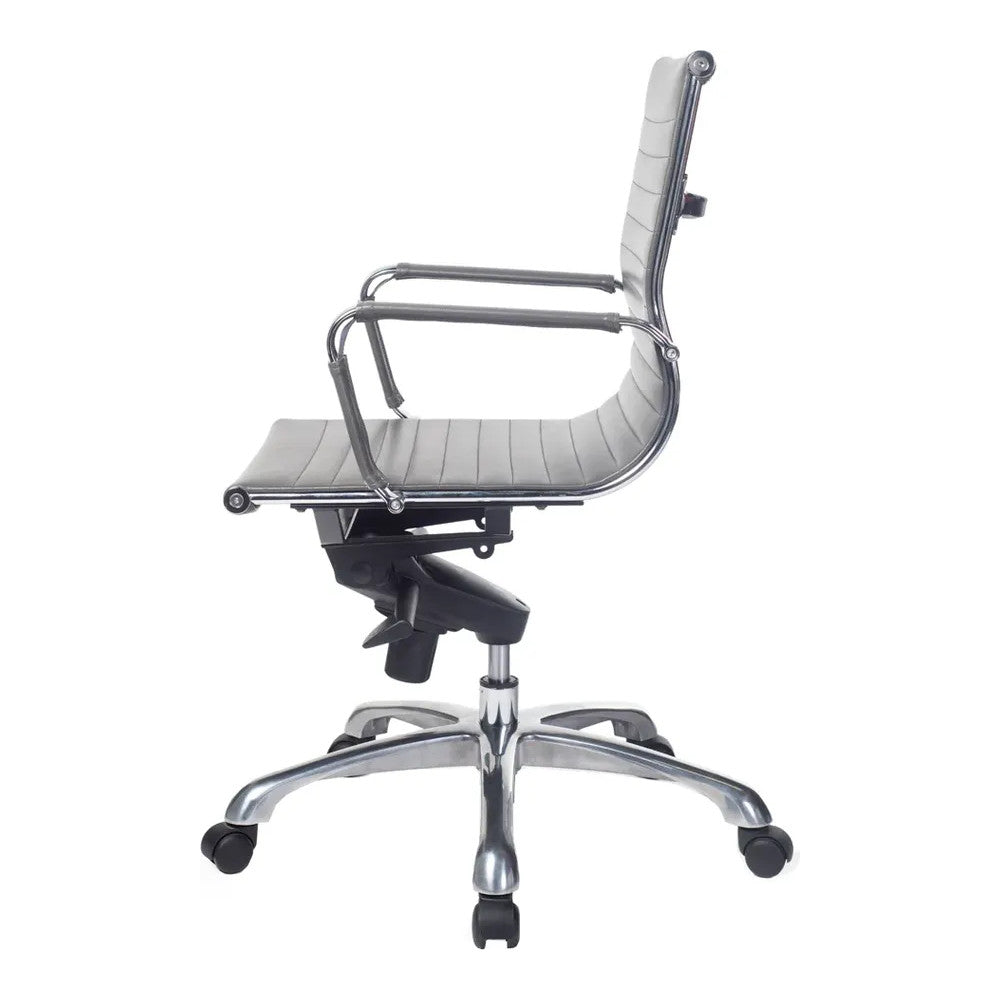 Silla de Oficina Ejecutiva Ejecutivo Respaldo Medio - VERSA ALTUS - Estructura Aluminio - Asiento y Respaldo Tapizado en Pu Gris