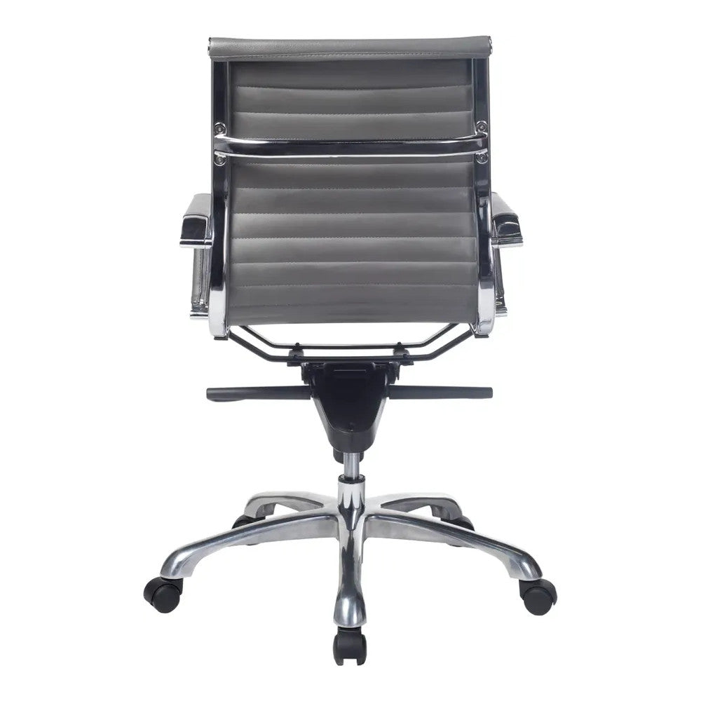 Silla de Oficina Ejecutiva Ejecutivo Respaldo Medio - VERSA ALTUS - Estructura Aluminio - Asiento y Respaldo Tapizado en Pu Gris