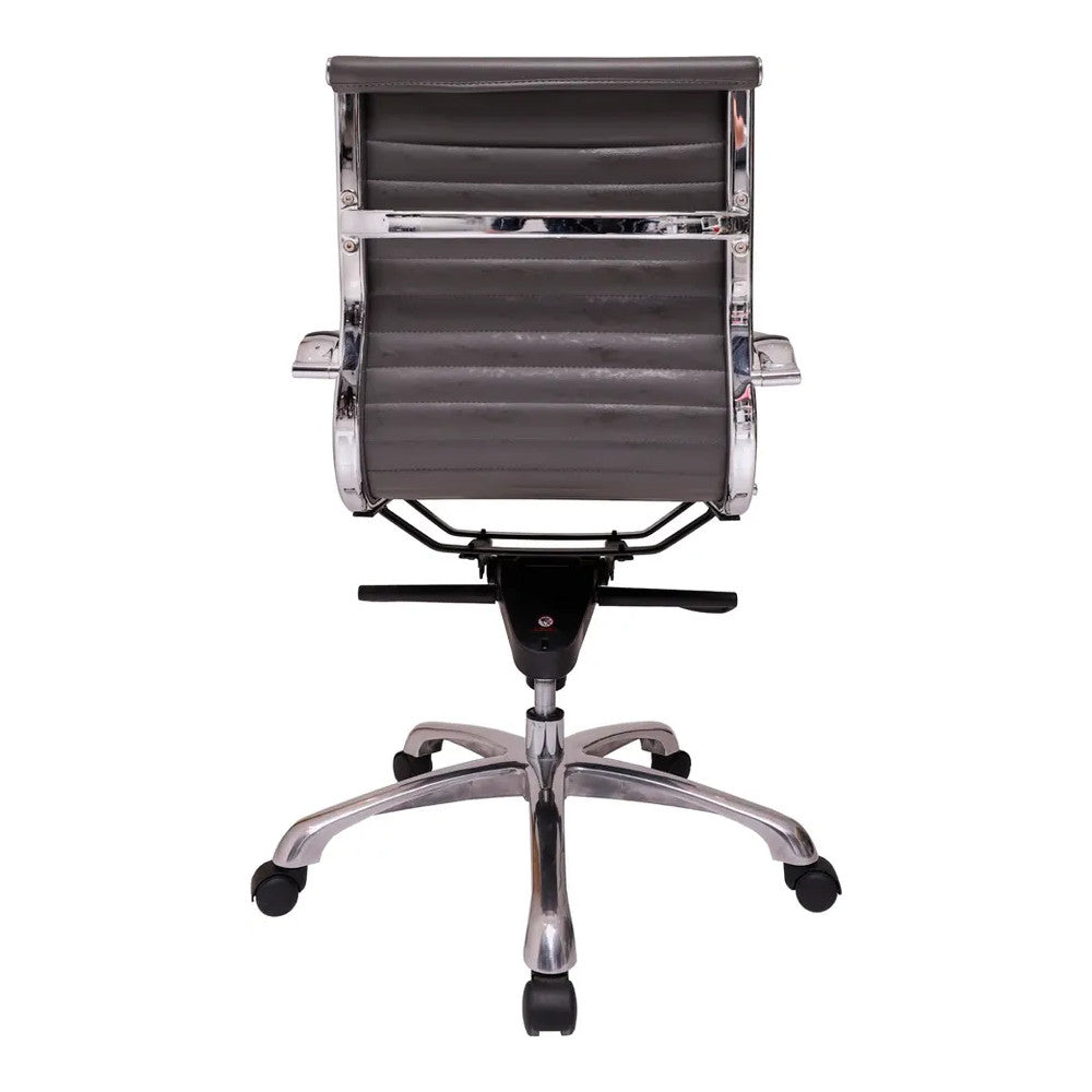 Silla de Oficina Ejecutiva Ejecutivo Respaldo Medio - VERSA ALTUS - Estructura Aluminio - Asiento y Respaldo Tapizado en Pu Negro