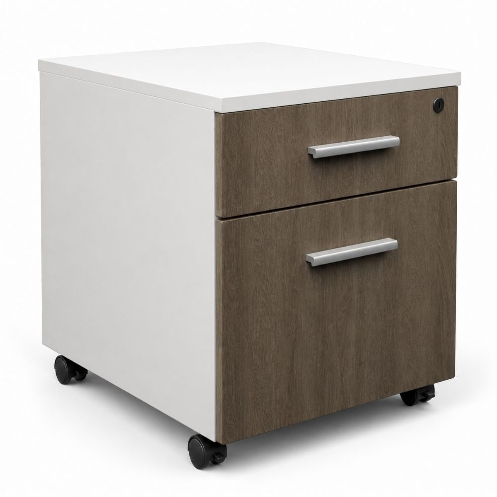 Archivero para Oficina Móvil - VERSA COMPLEMENTOS - Melamina 1 Cajón y 1 Gaveta - CS-1002 - VERSA - NOGAL BEAT - Archivero