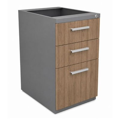 Archivero para Oficina Pedestal Metálico - VERSA COMPLEMENTOS - Varios Colores - Fondo 49.5 cm - 2 Cajones y 1 Gaveta - CS-1111 - VERSA - NOGAL BEAT - Archivero