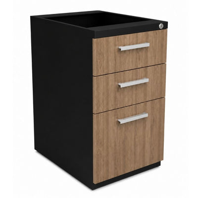 Archivero para Oficina Pedestal Metálico - VERSA COMPLEMENTOS - Varios Colores - Fondo 49.5 cm - 2 Cajones y 1 Gaveta - CS-1211 - VERSA - NOGAL BEAT - Archivero