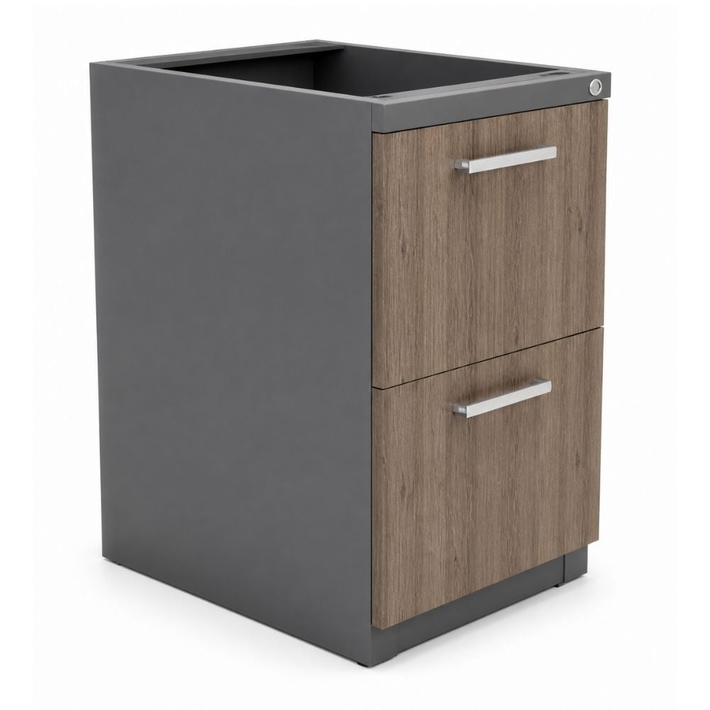 Archivero para Oficina Pedestal Metálico - VERSA COMPLEMENTOS - Varios Colores - Fondo 49.5 cm - 2 Gavetas de Archivo - CS-1137 - VERSA - NOGAL BEAT - Archivero